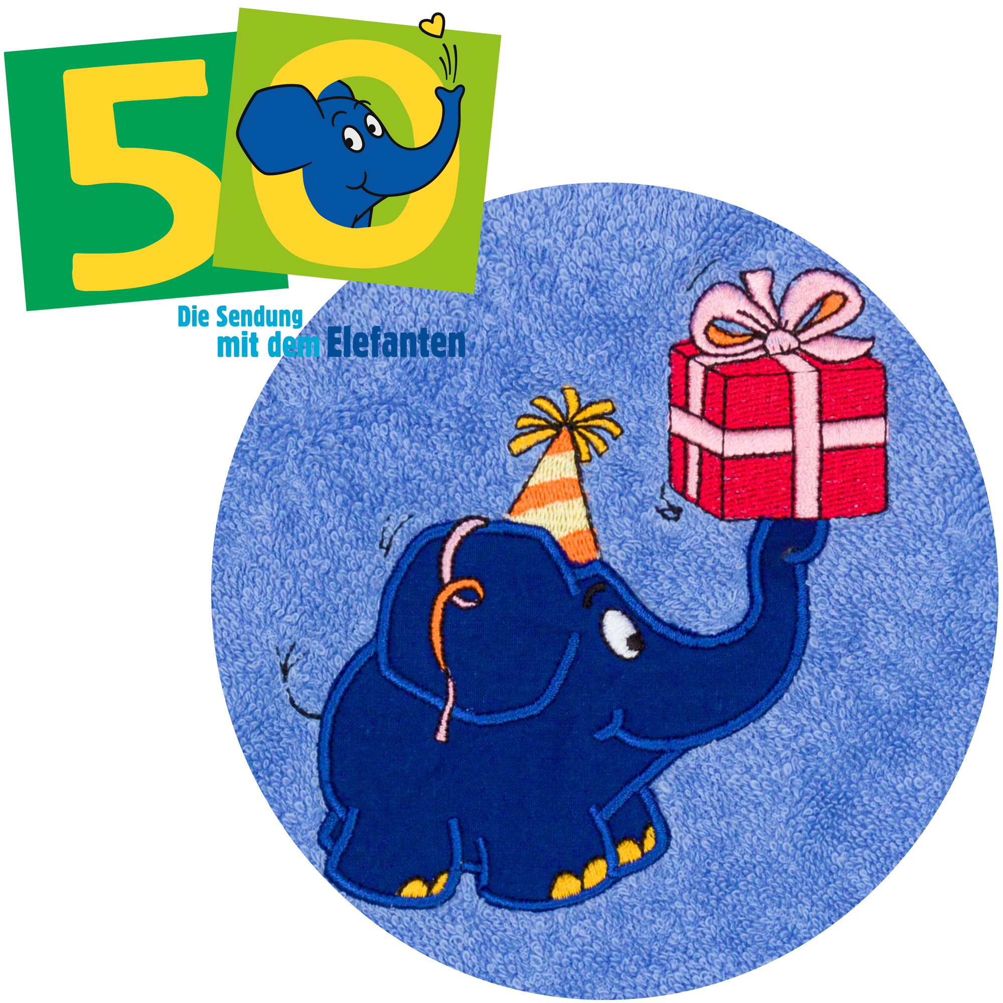 Kapuzenhandtuch Elefant Geburtstag, 100x100