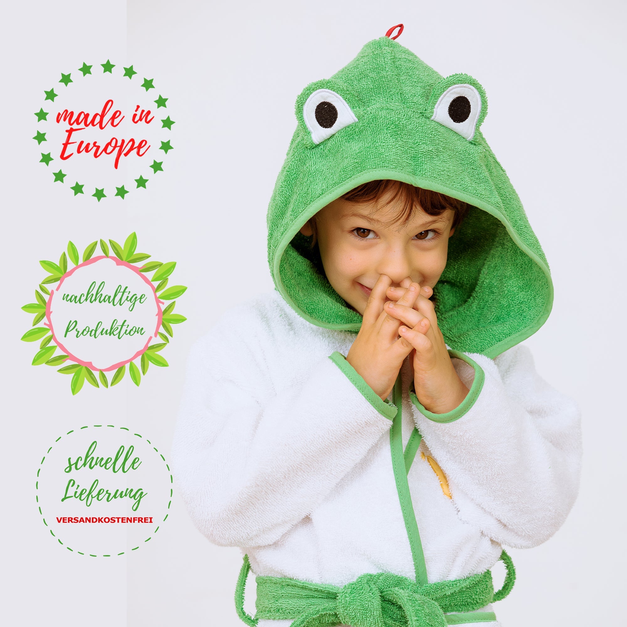 Bademantel Frosch mit toller Kapuze - Smithy
