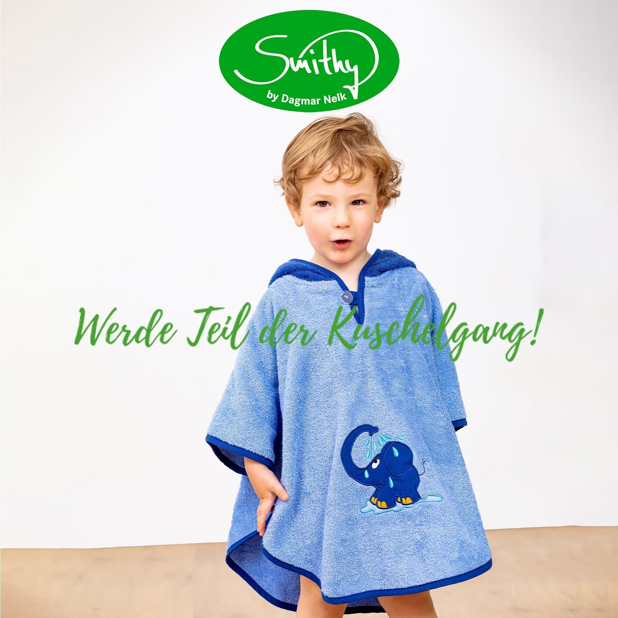 Badeponcho blauer Elefant, Größe 1 - 4 Jahre - Smithy