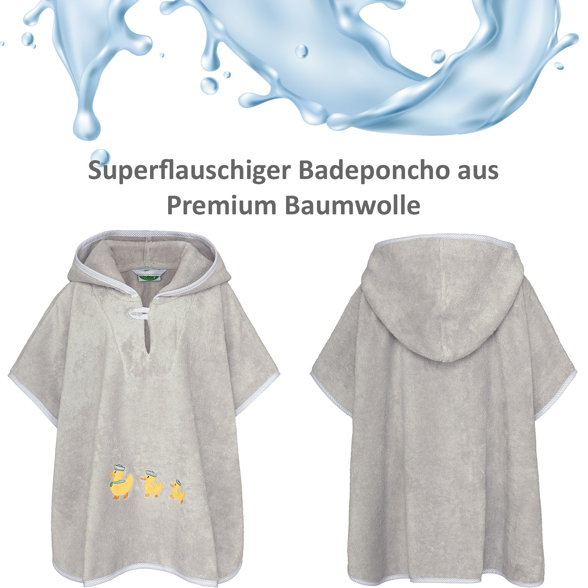 Badeponcho Premium Baumwolle, grau - Smithy