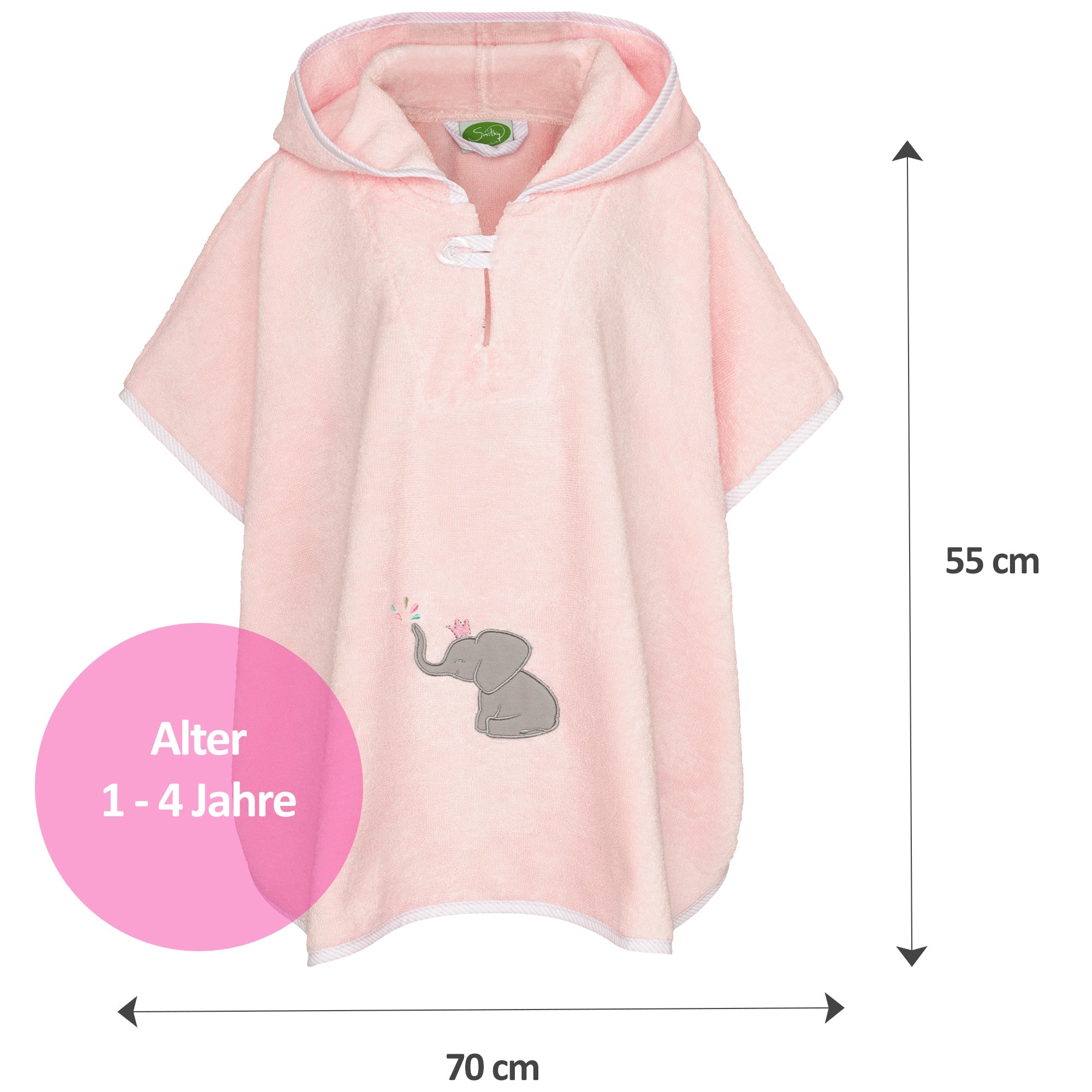 Badeponcho Premium Baumwolle, rosa - Smithy