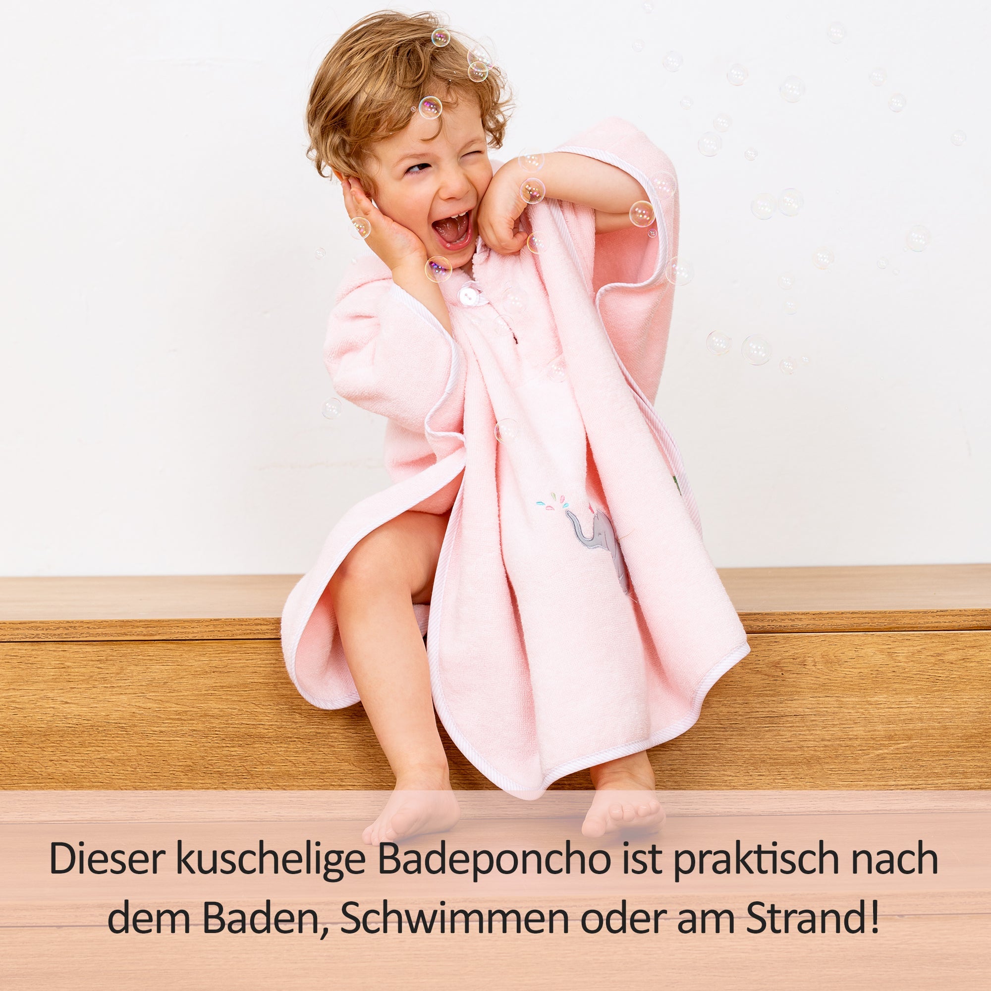Badeponcho Premium Baumwolle, rosa - Smithy