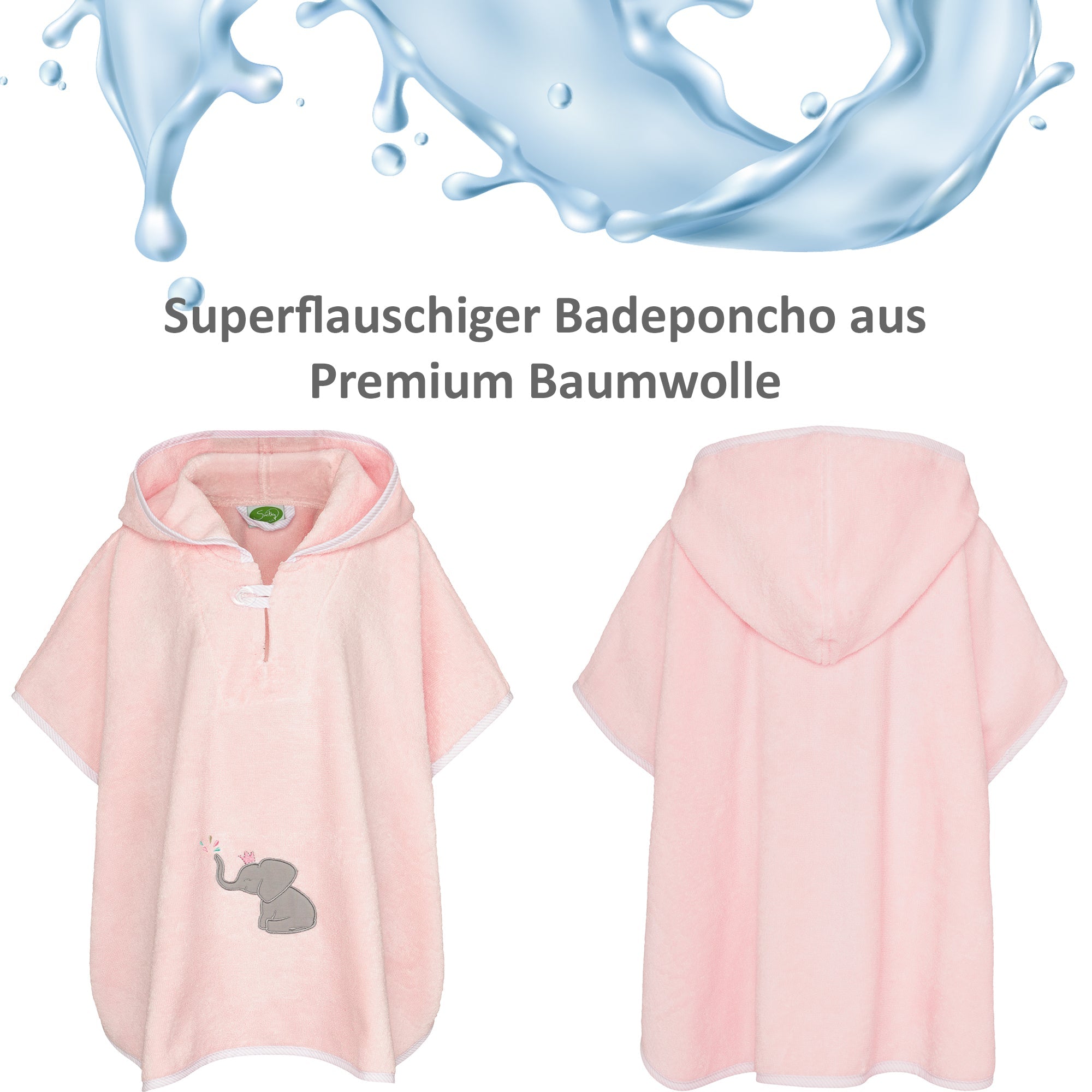 Badeponcho Premium Baumwolle, rosa - Smithy