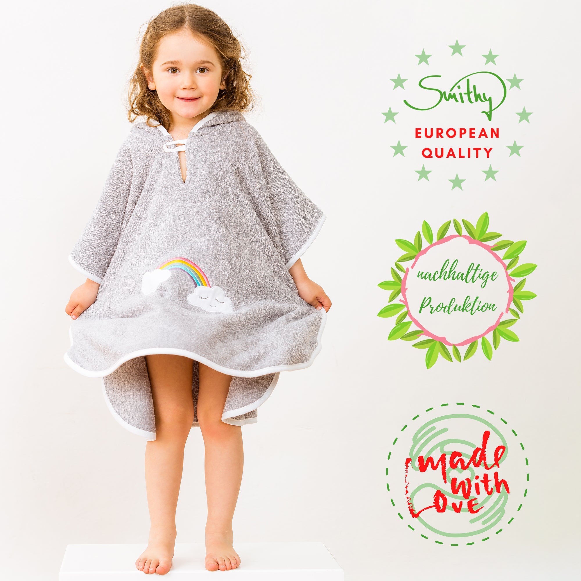 Badeponcho Wolke Regenbogen, Größe 1 bis 4 Jahre - Smithy