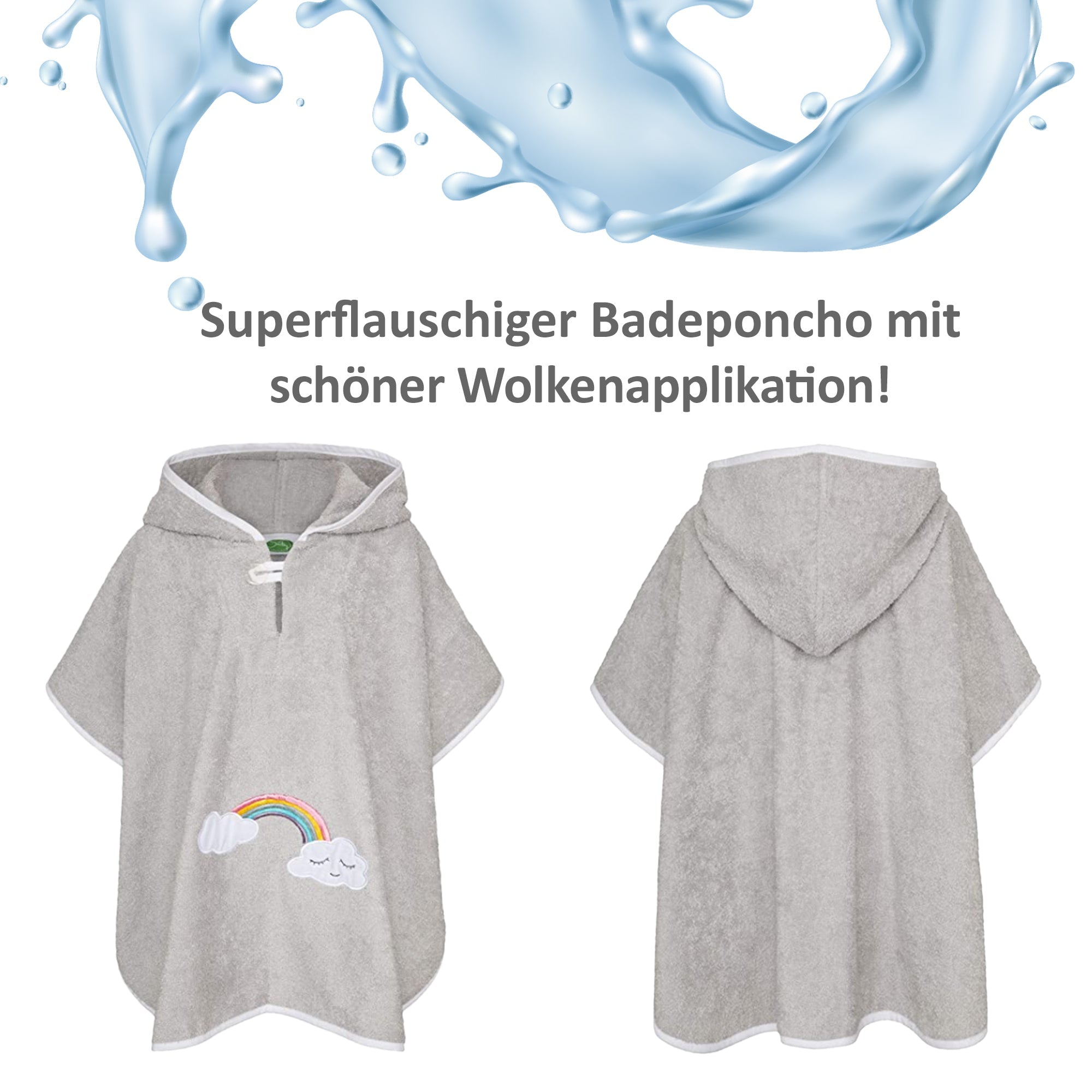 Badeponcho Wolke Regenbogen, Größe 1 bis 4 Jahre - Smithy