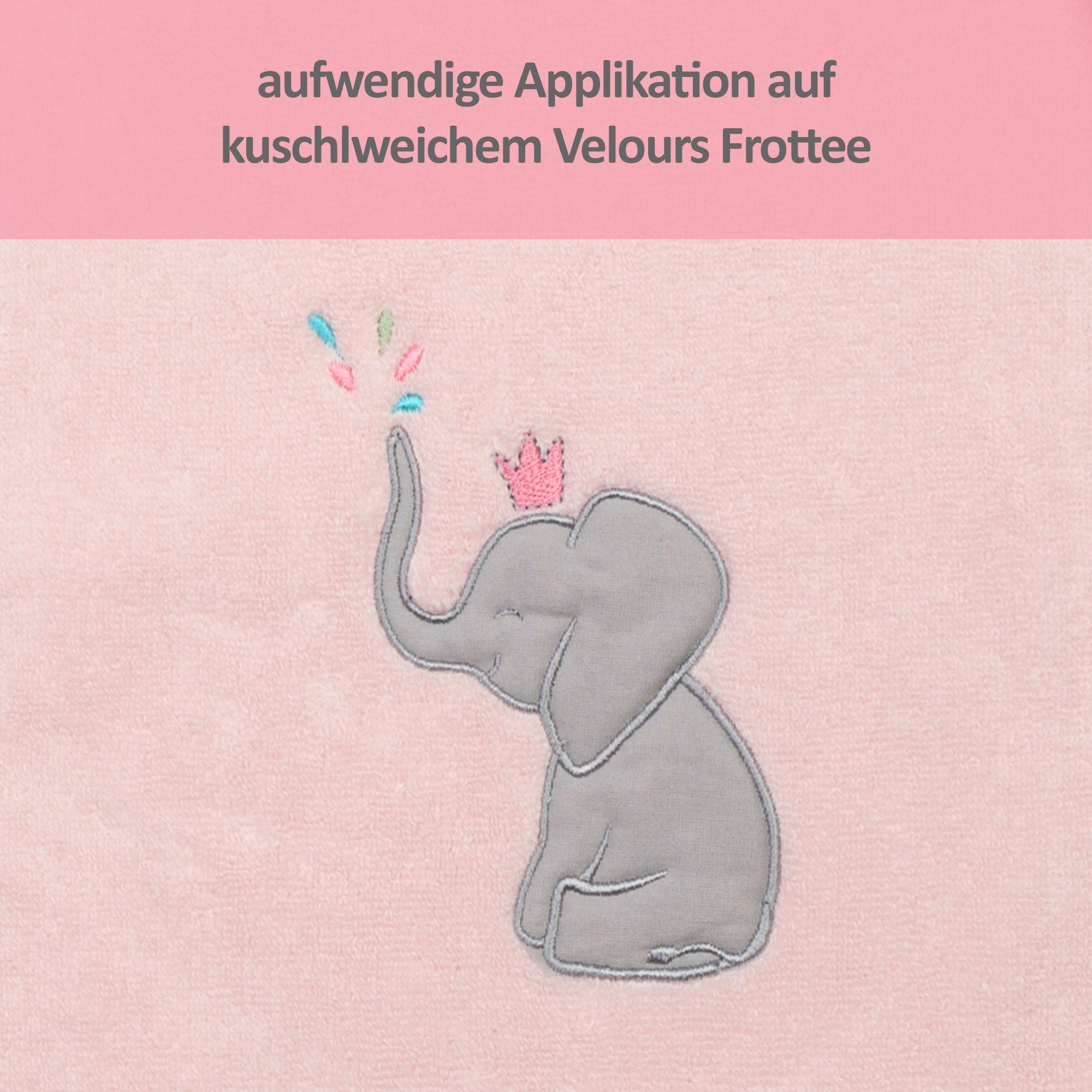 Handtuch Elefant, rosa, 50 x 100 cm - Smithy