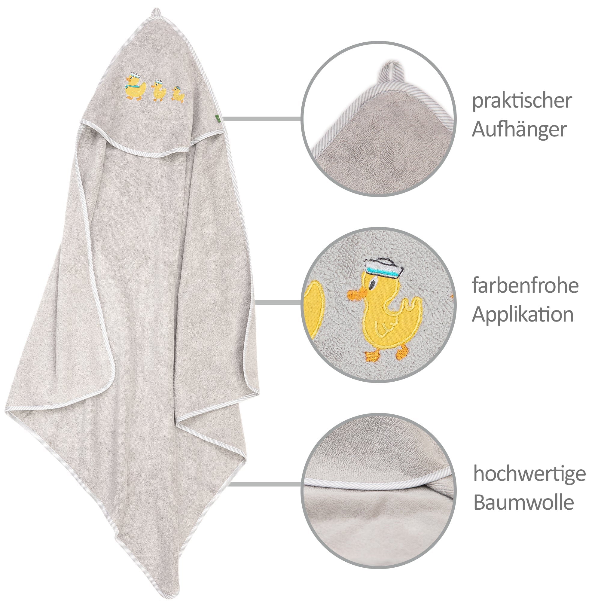 Kapuzenhandtuch Enten, personalisiert - Smithy