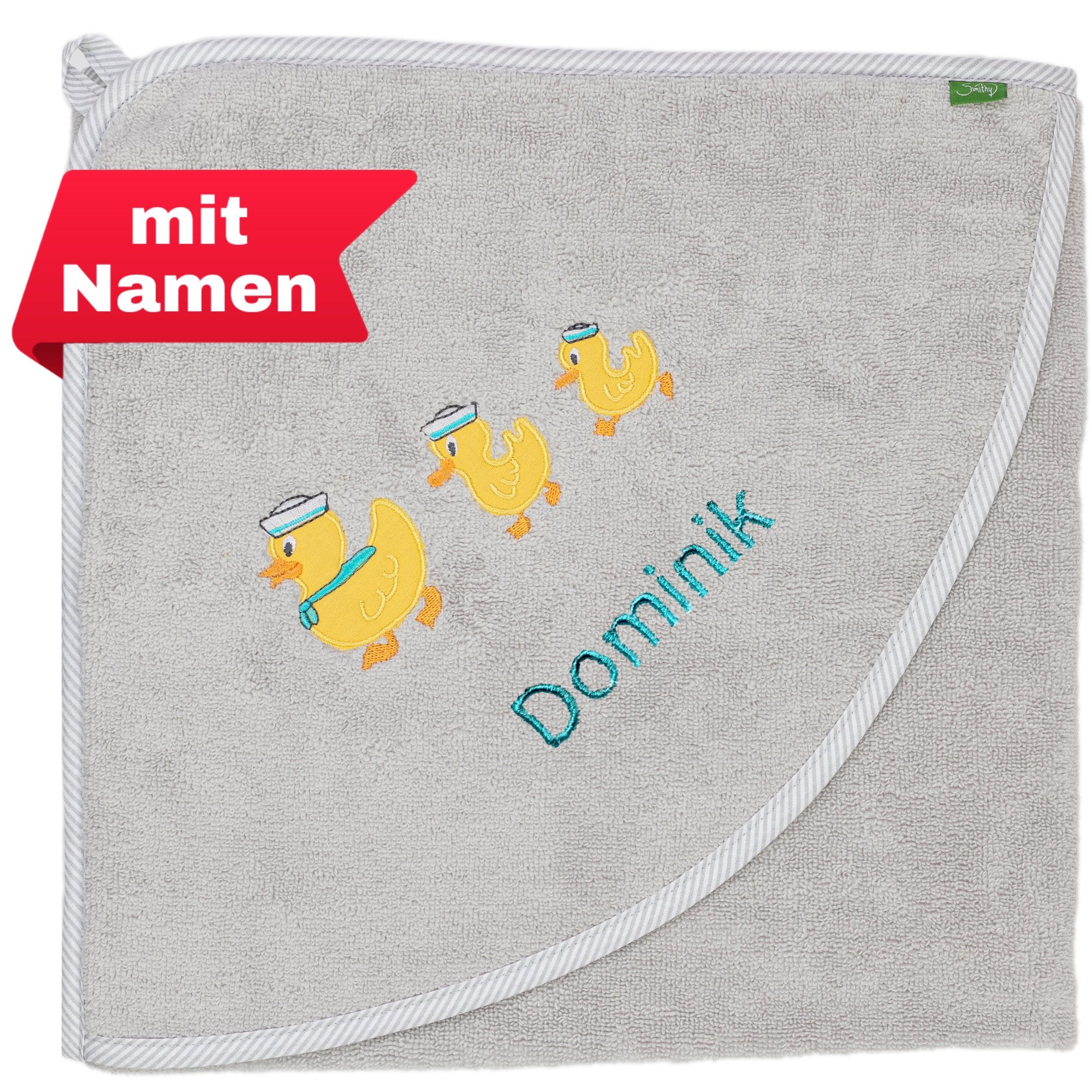Kapuzenhandtuch Enten, personalisiert - Smithy