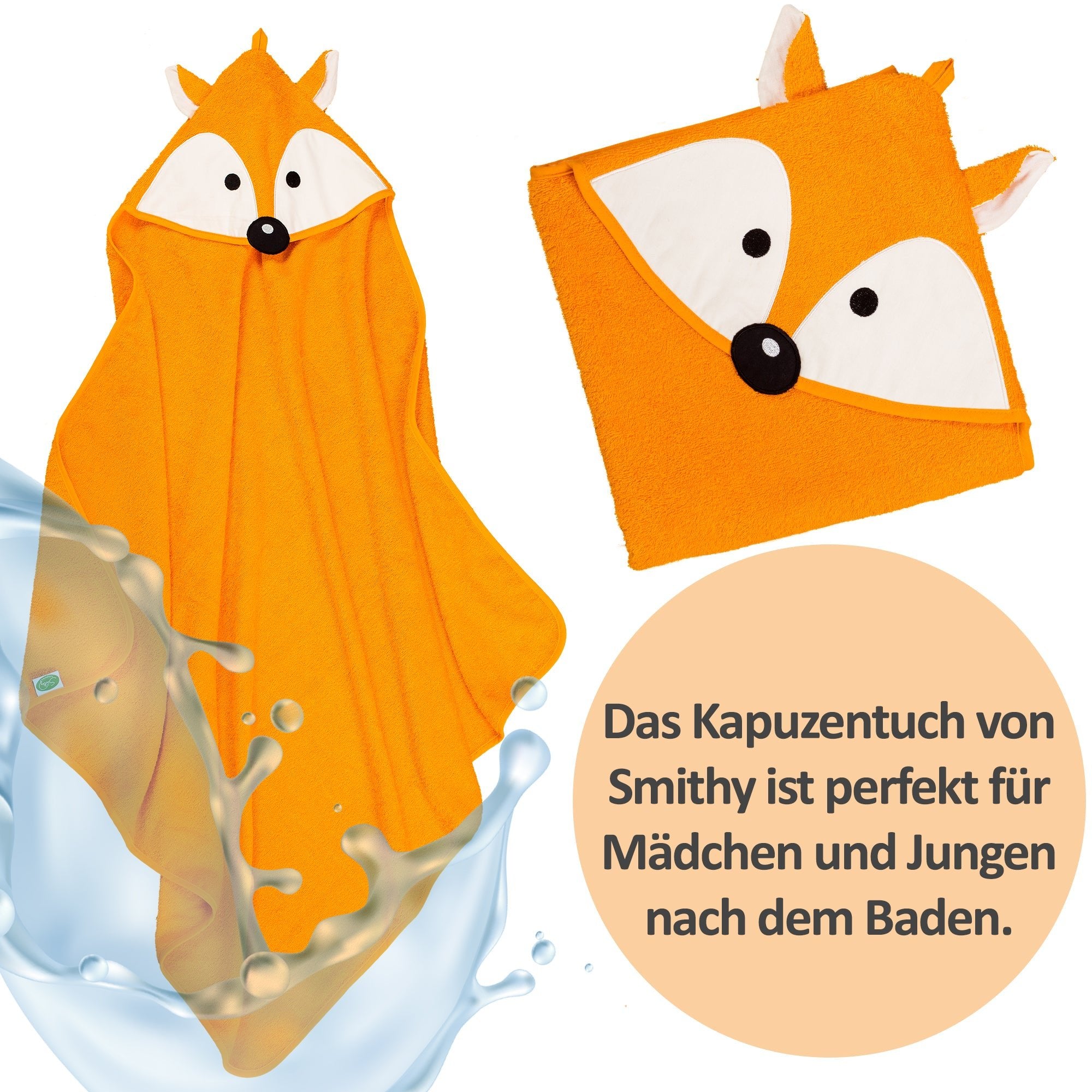 Kapuzenhandtuch Fuchs, 100x100 cm - Smithy