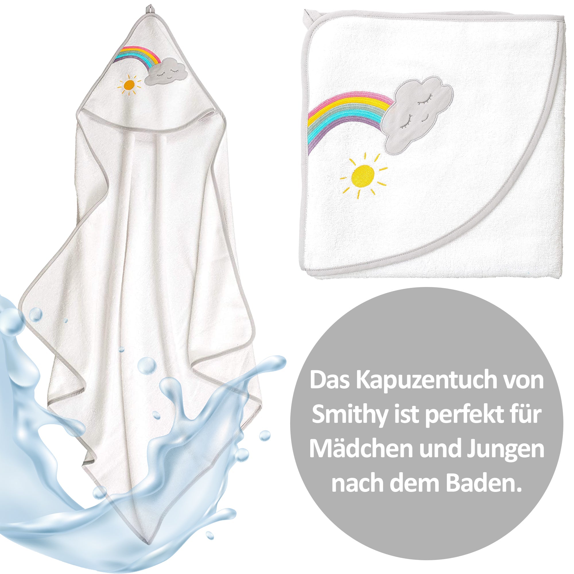 Kapuzenhandtuch Regenbogen, 100x100 cm - Smithy