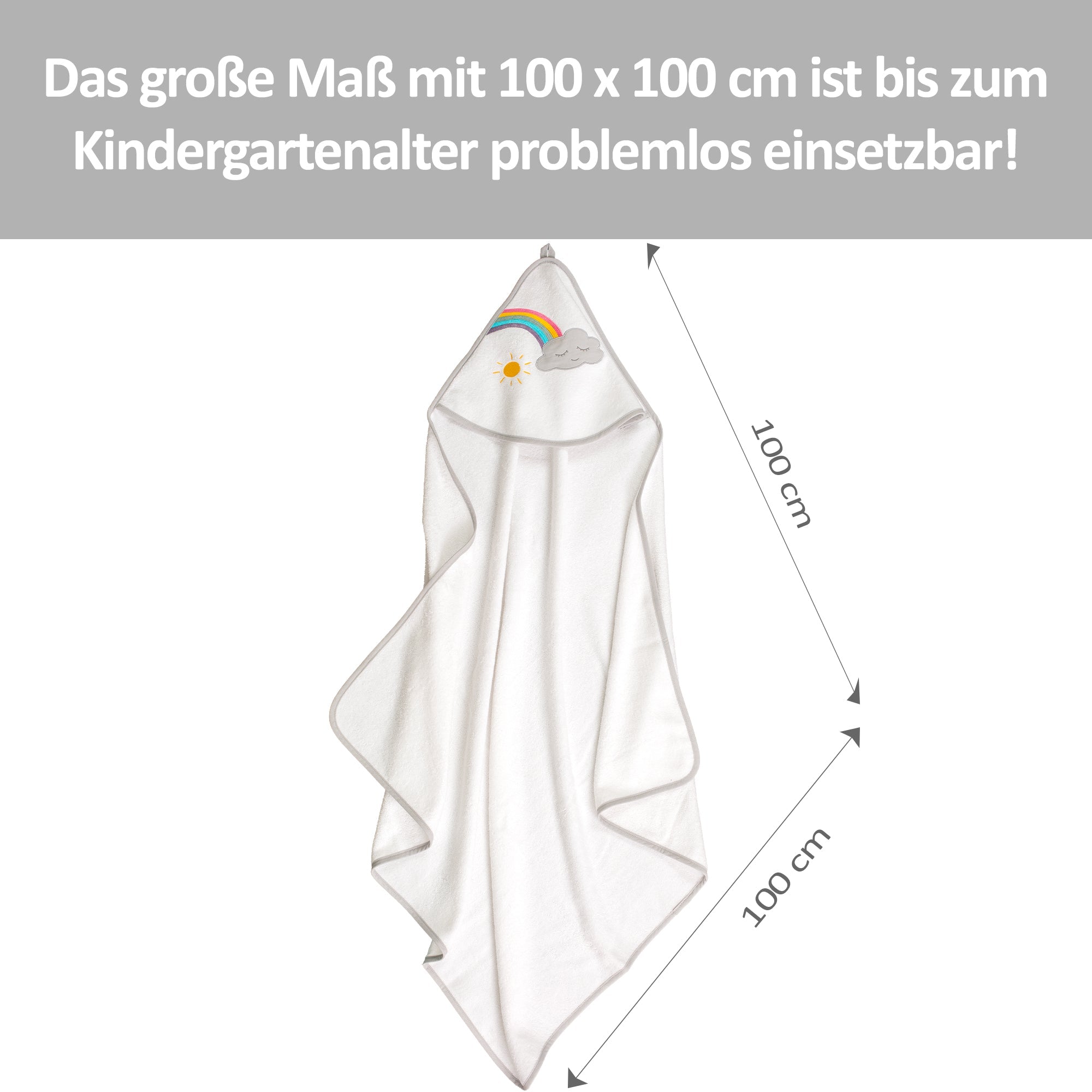 Kapuzenhandtuch Regenbogen, 100x100 cm - Smithy