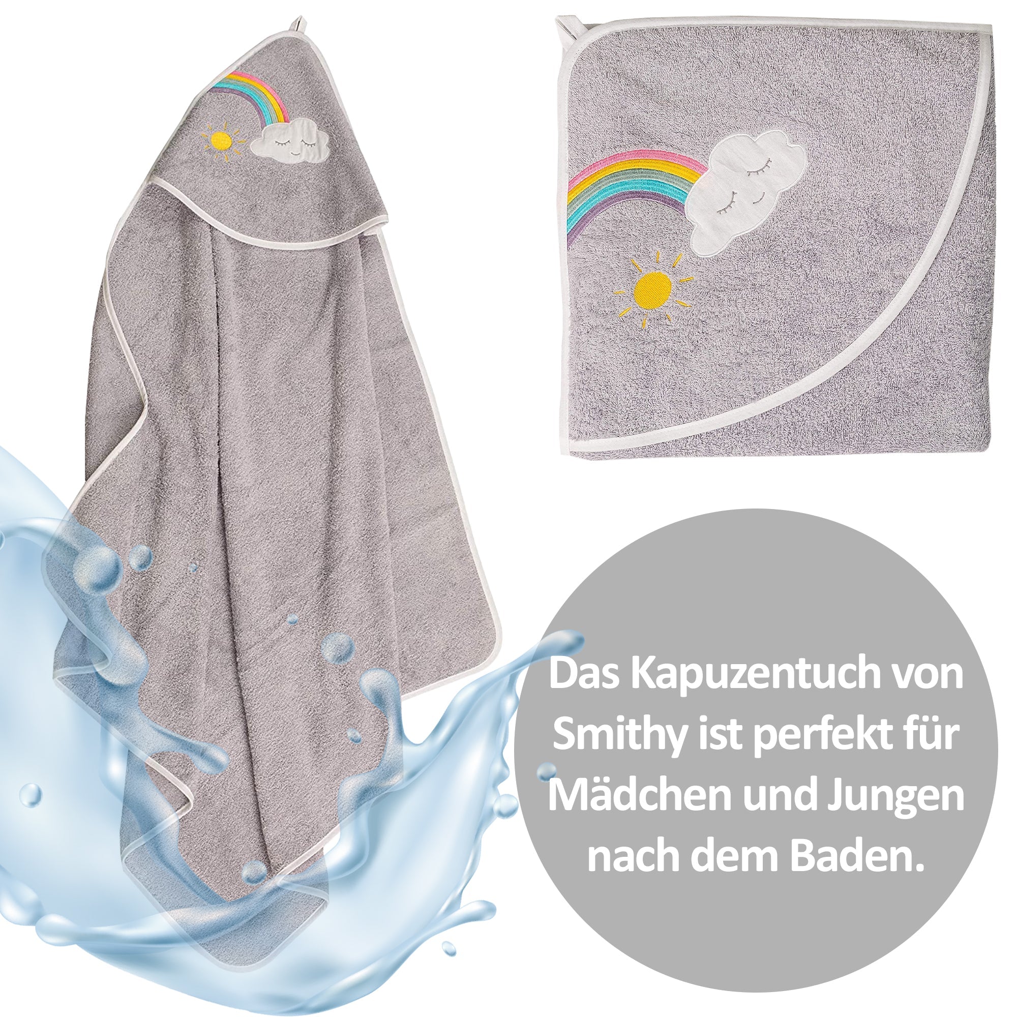 Kapuzenhandtuch Regenbogen, 100x100 cm - Smithy