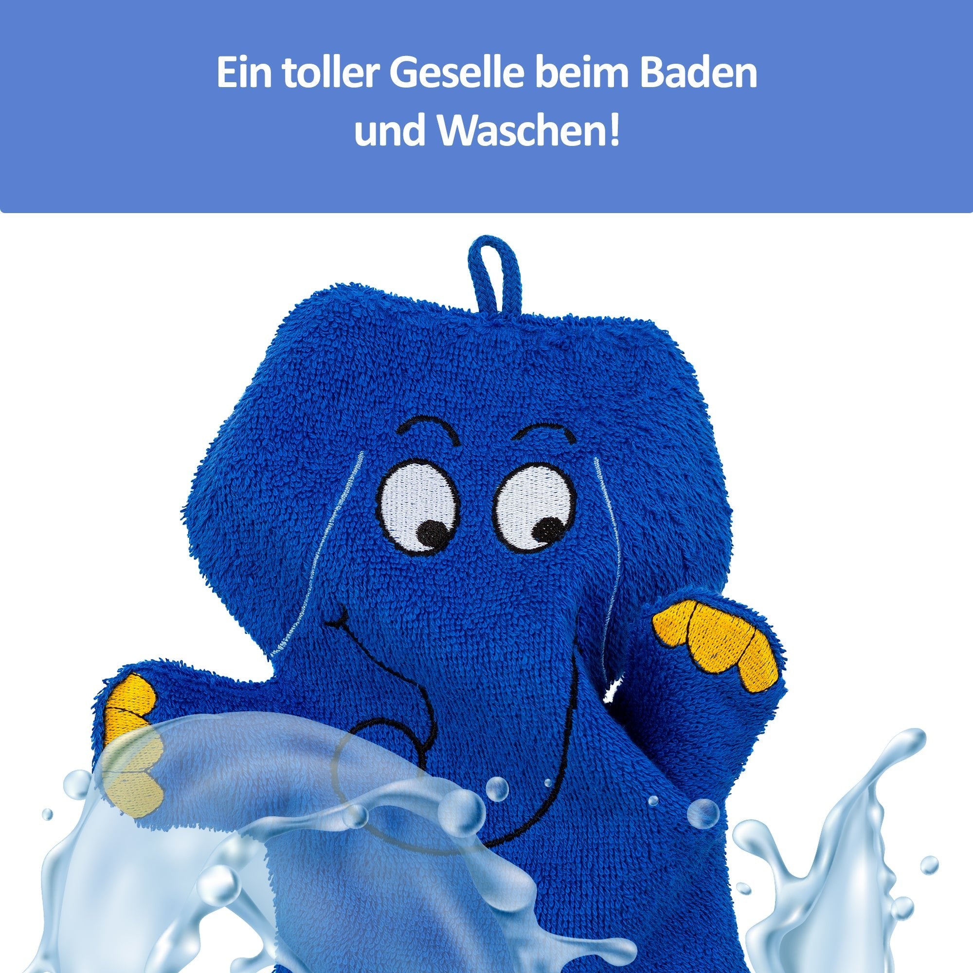 Waschhandschuh blauer Elefant - Smithy