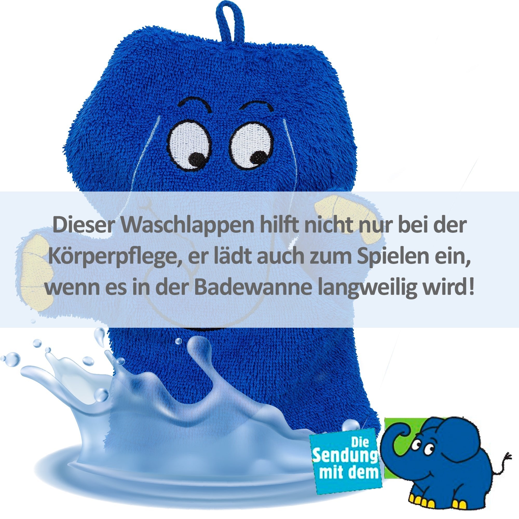 Waschhandschuh blauer Elefant - Smithy