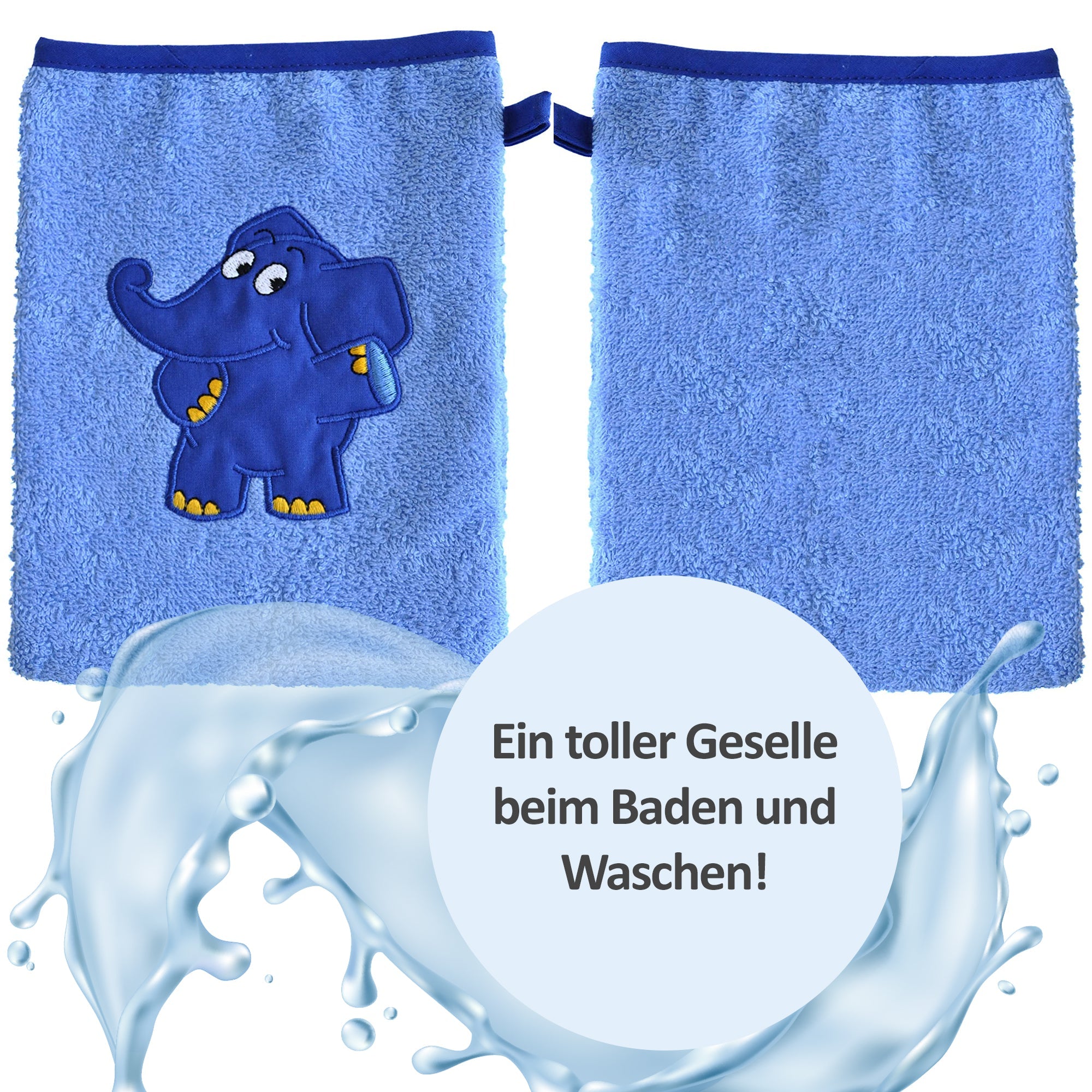 Waschhandschuh mit dem blauen Elefanten - Smithy
