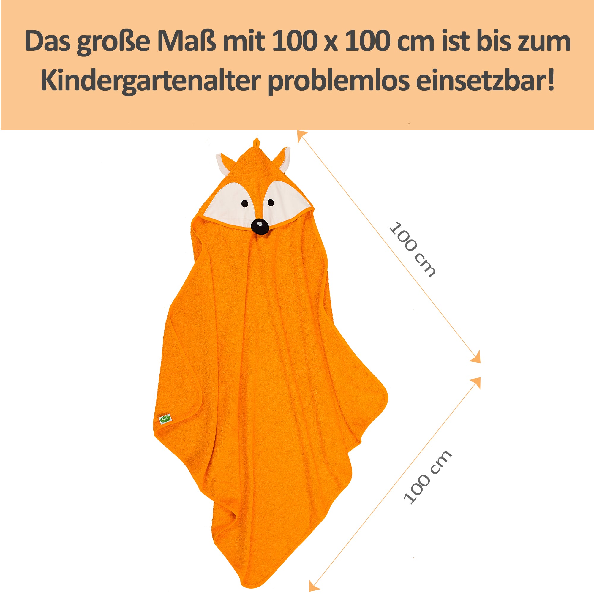 Kapuzenhandtuch Fuchs, 100x100 cm