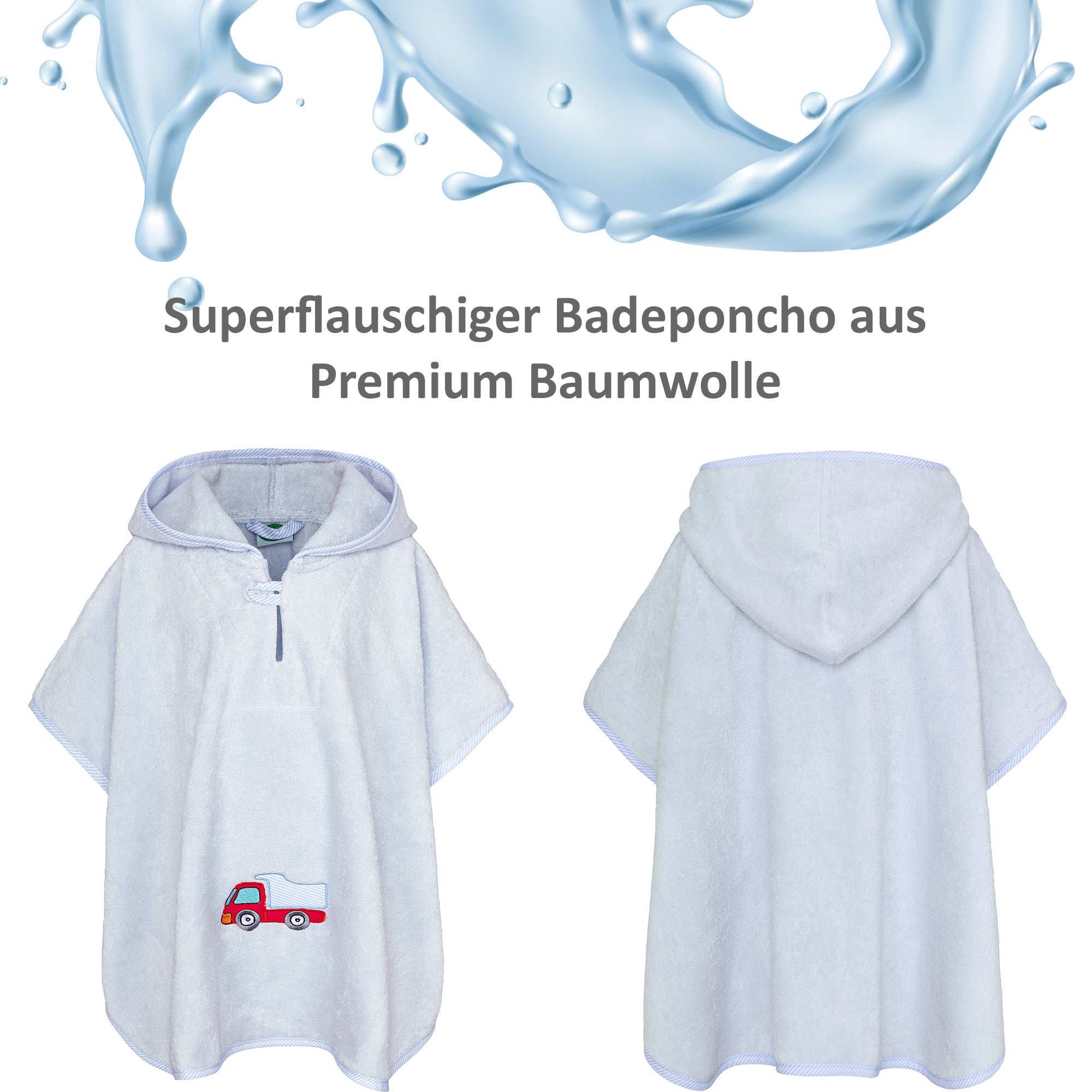 Badeponcho Premium Baumwolle, blau