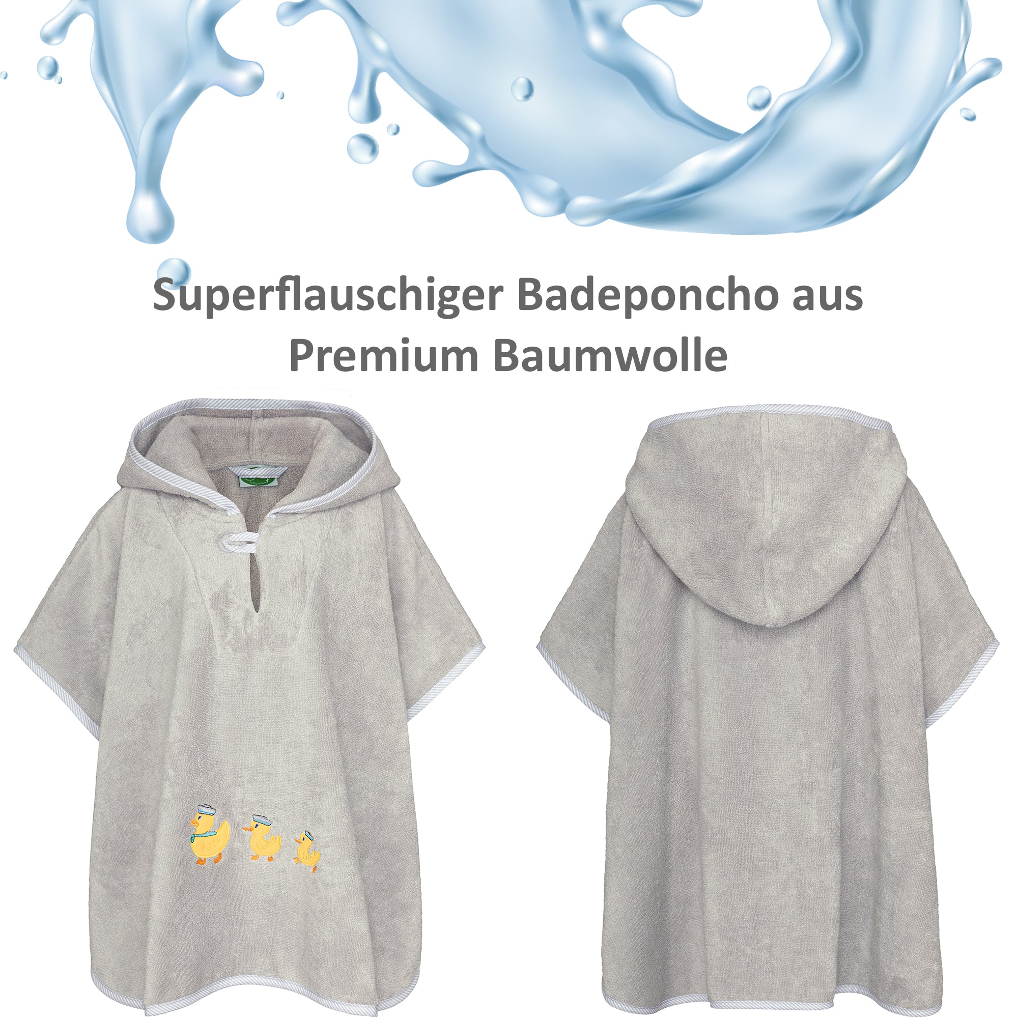 Badeponcho Premium Baumwolle, grau
