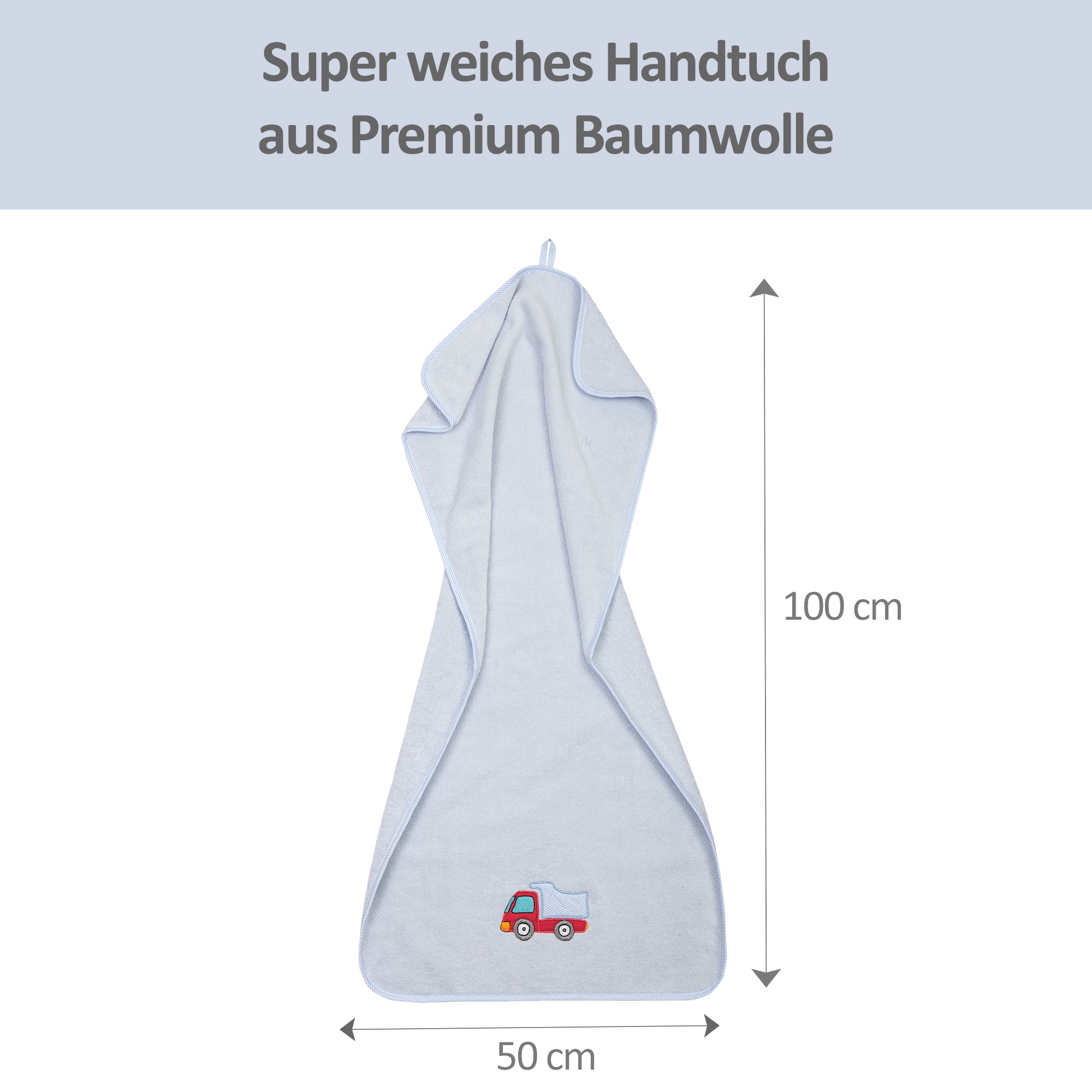 Handtuch Laster, hellblau (50x100 cm)