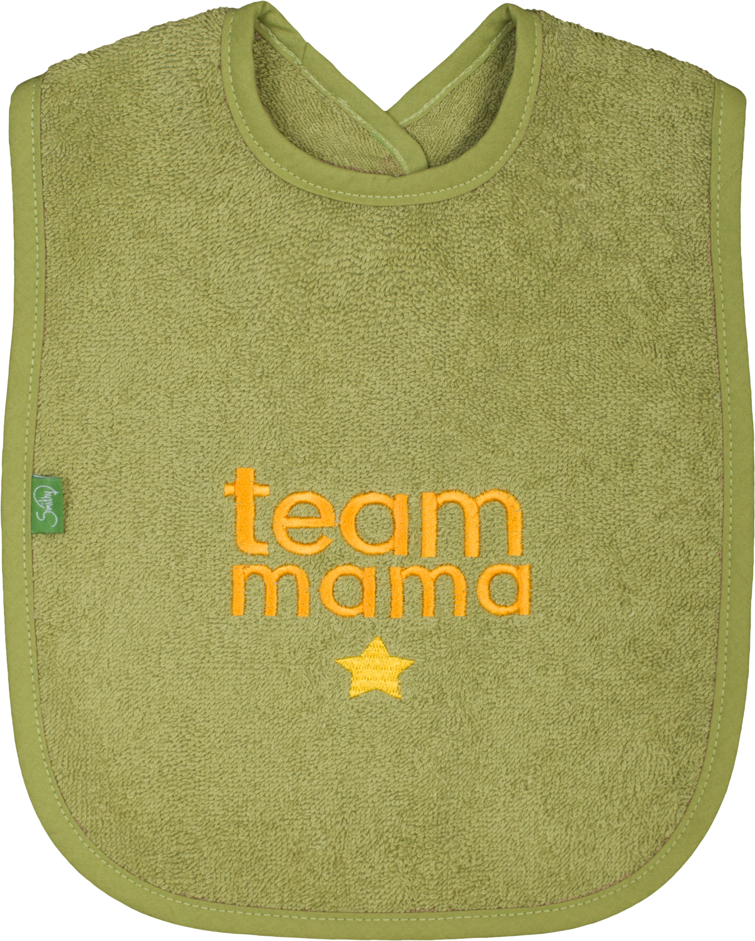 Lätzchen "team mama", Bio-Baumwolle, moos