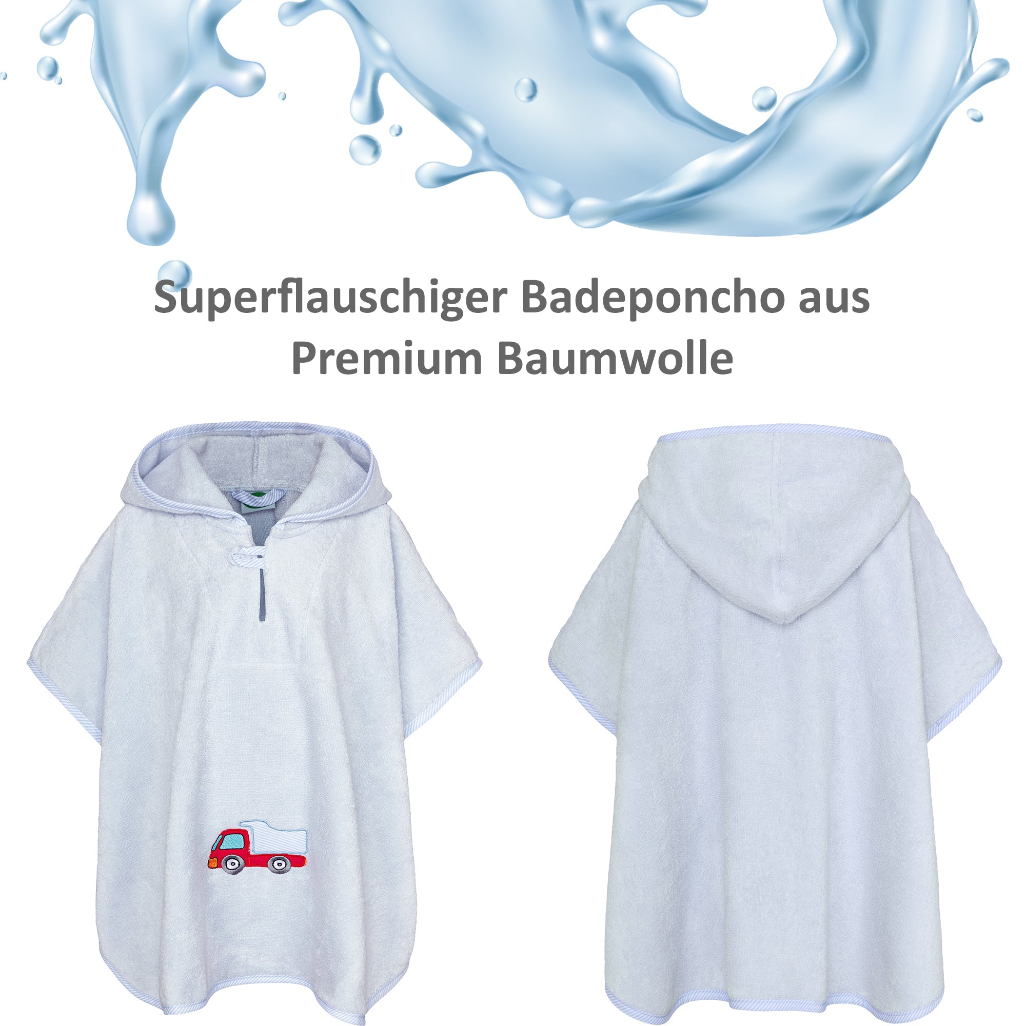 Badeponcho Premium Baumwolle, blau - Smithy