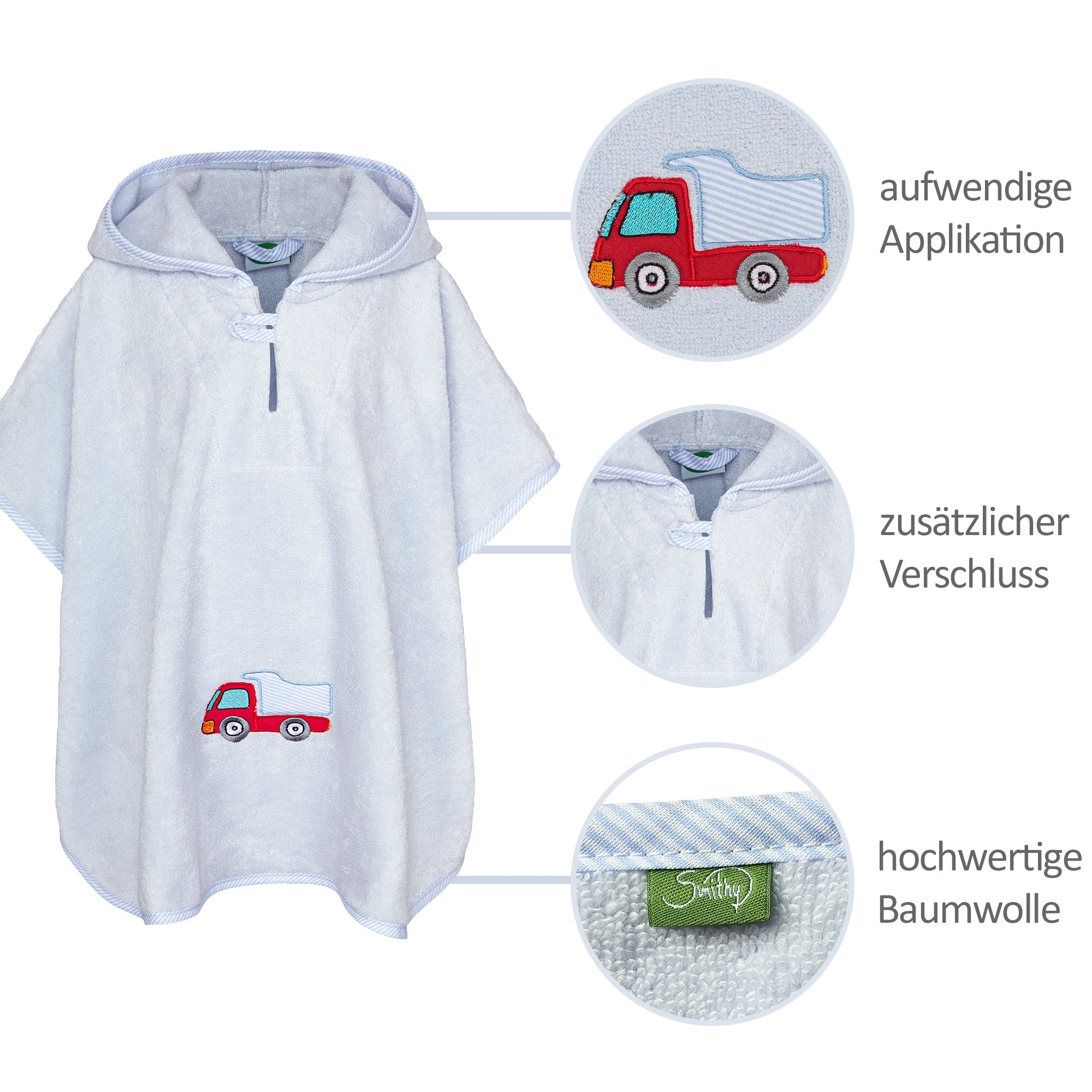 Badeponcho Premium Baumwolle, blau - Smithy