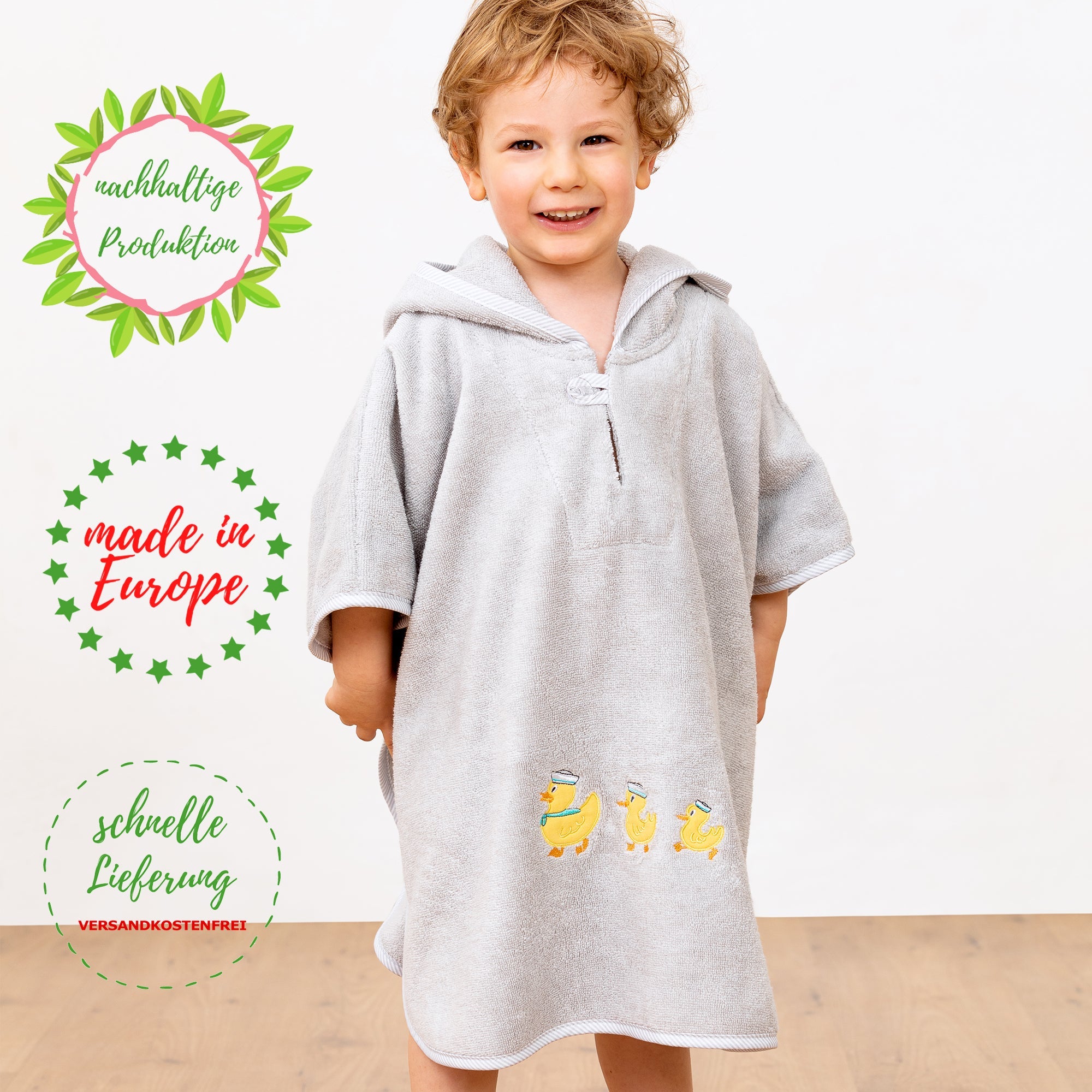 Badeponcho Premium Baumwolle, grau - Smithy