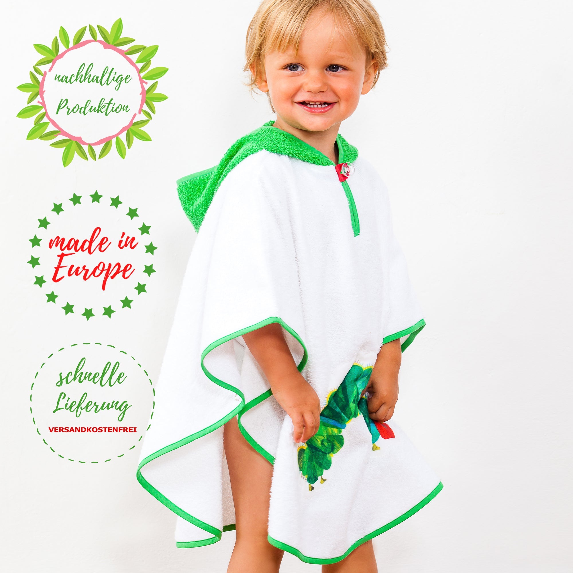 Badeponcho Raupe Nimmersatt, 1 - 4 Jahre - Smithy