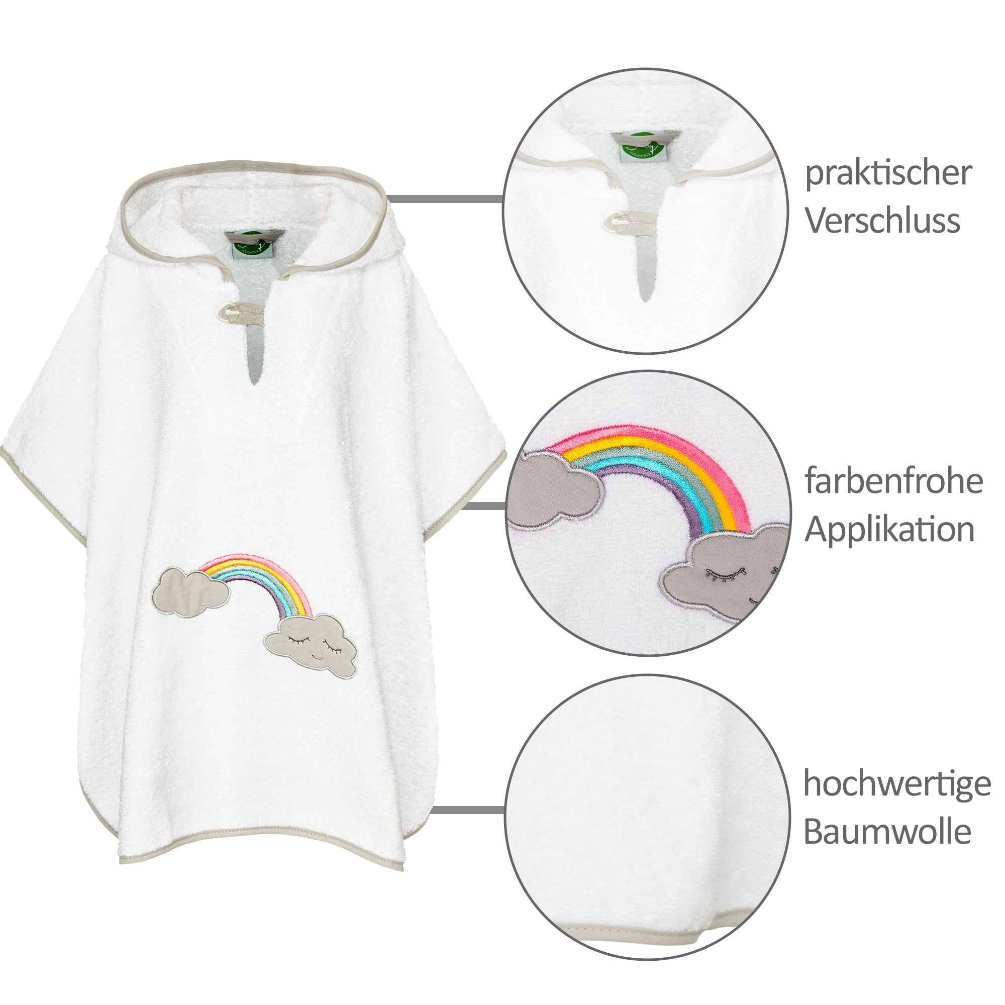 Badeponcho Regenbogen, weiß - Smithy