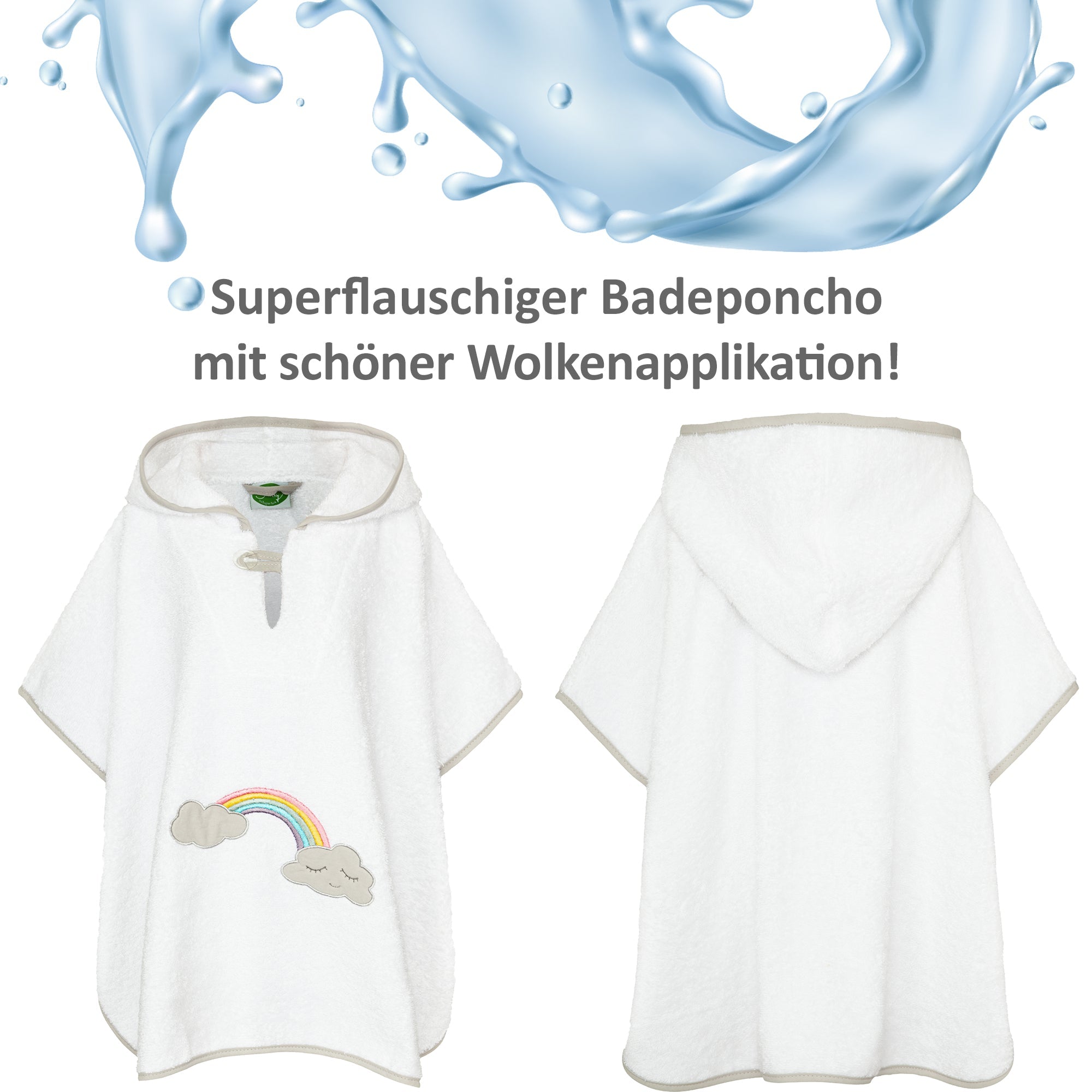 Badeponcho Regenbogen, weiß - Smithy