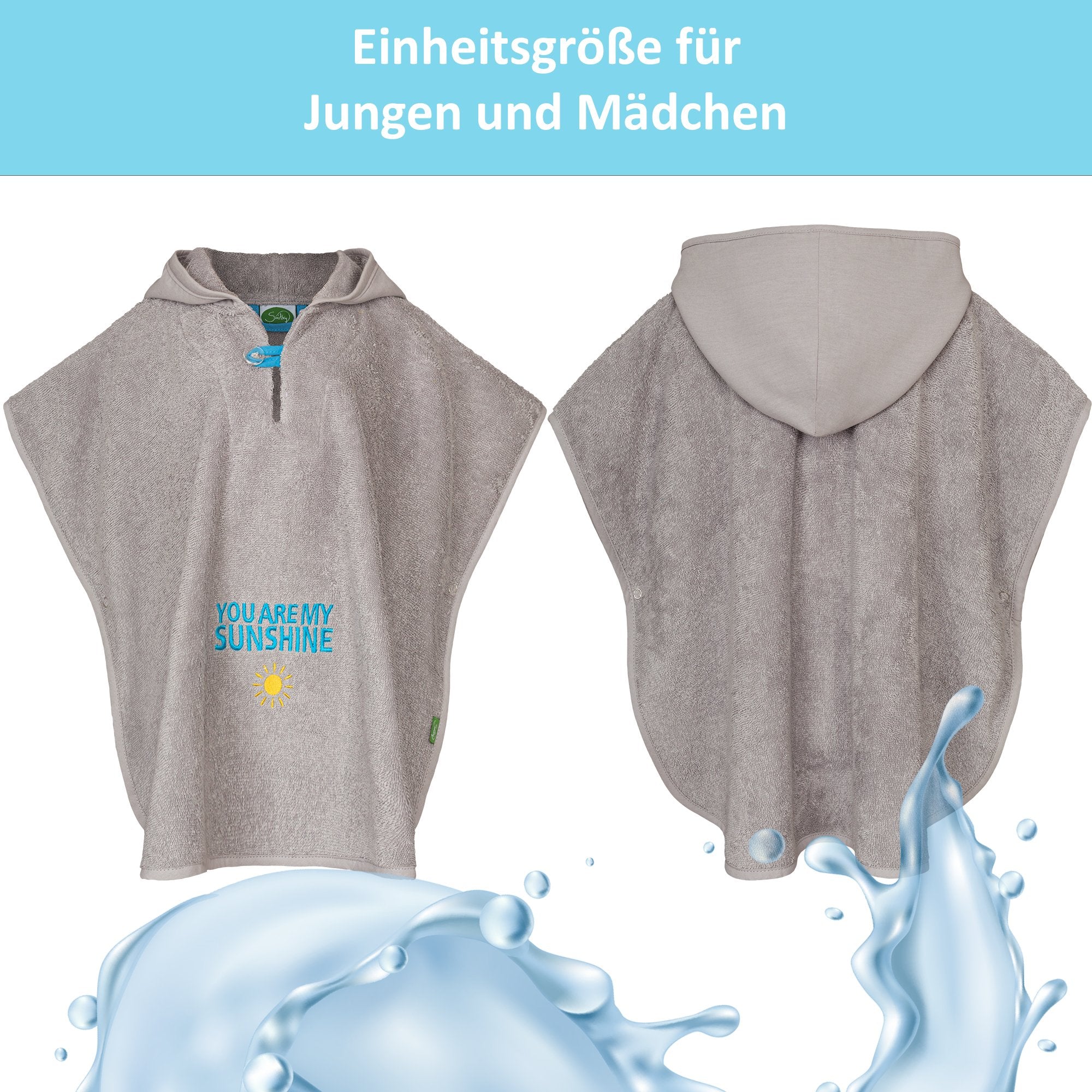 Badeponcho "sunshine" BIO - Baumwolle, grau - Smithy