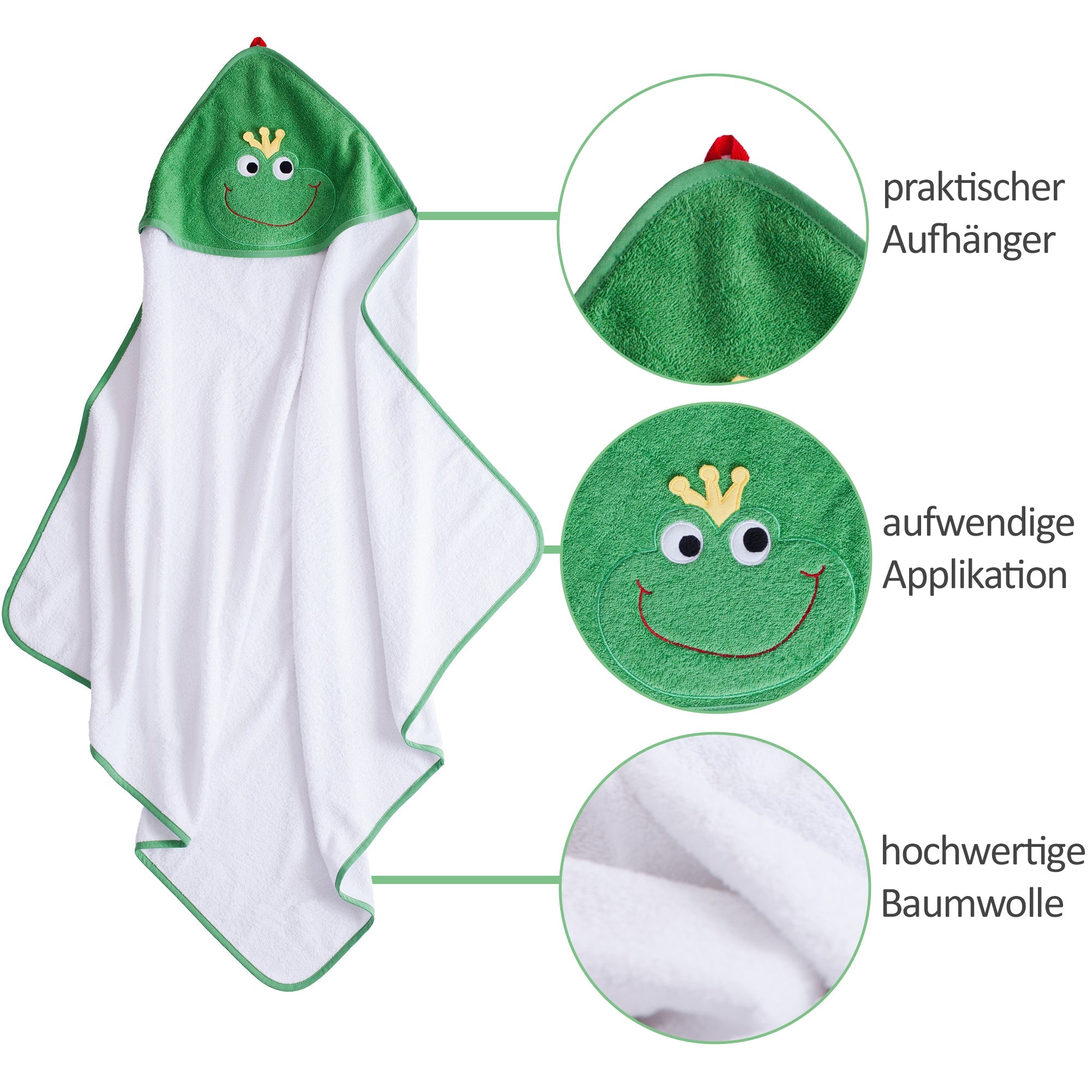 Set 3 - tlg. FROSCH mit Kapuzenhandtuch, Lätzchen, Waschhandschuh - Smithy