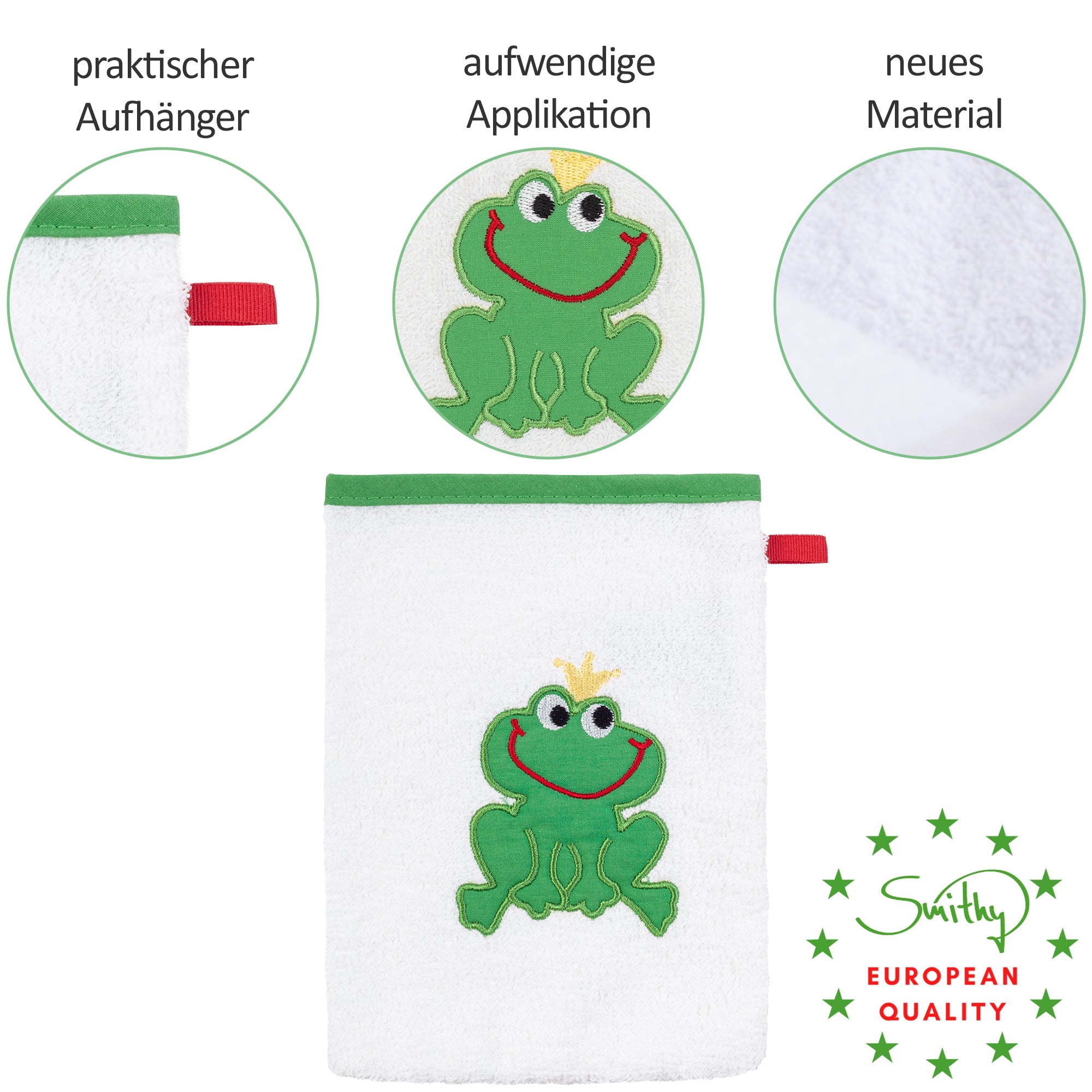 Set 3 - tlg. FROSCH mit Kapuzenhandtuch, Lätzchen, Waschhandschuh - Smithy