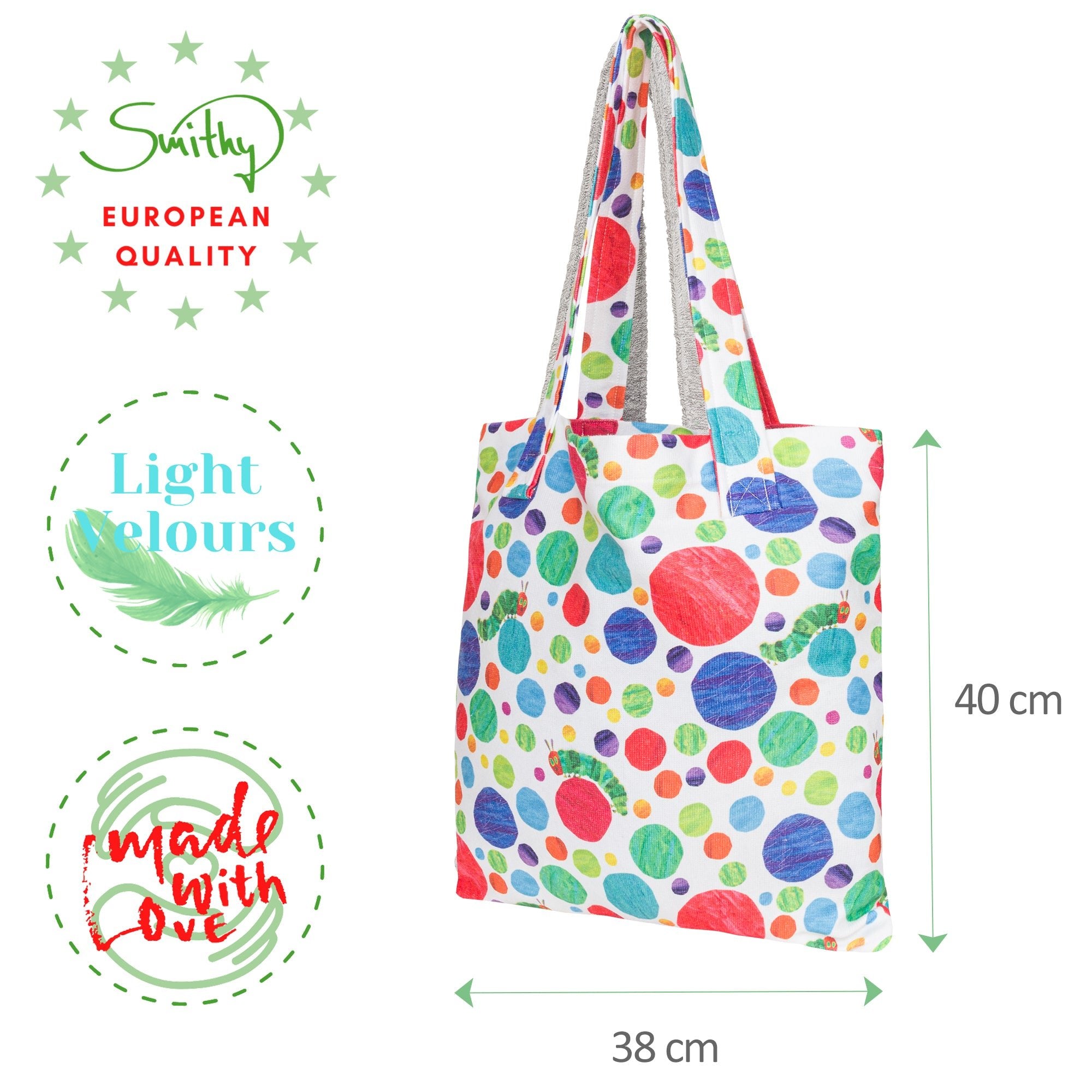 Tote Bag Raupe Nimmersatt Druck, 40 x 38 - Smithy